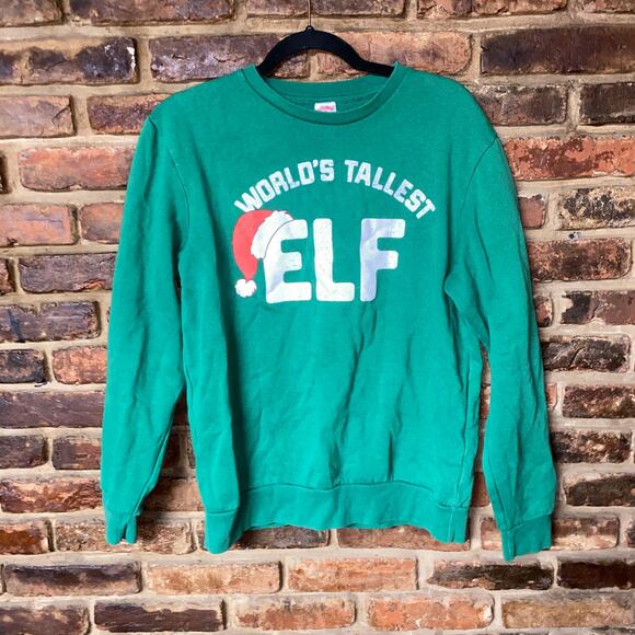 Holiday Time World's Tallest Elf Graphic Christmas Sweatshirt Men's Size Medium - Picture 1 of 5